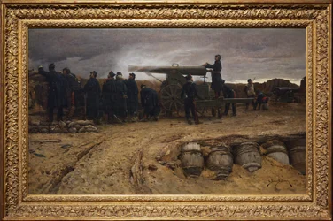 Französisches schweres Artilleriegeschütz bei der Belagerung von Paris, 1872