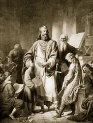 Karl der Große und seine Gelehrten, Illustration aus „Hutchinson’s History of the Nations“, 1915