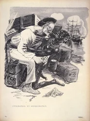 Zivilisation und Syphilisation, S. 1863, graviert von Grandjouan aus 