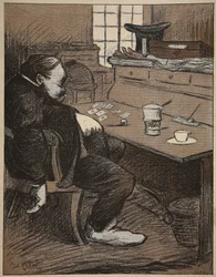 Hart bei der Arbeit, eine Pause von Karten und Kaffee!, Illustration aus 