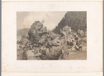 Reisende auf dem Pass von Tête Noire zwischen Martigny und Chamonix
