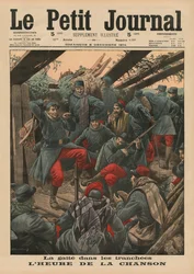 Fröhliche Gesellschaft in den Schützengräben, Liedzeit, Titelbildillustration aus 