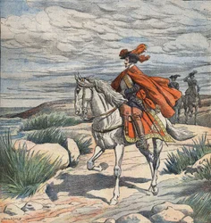 Illustration für "Les Trois Mousquetaires" (Die drei Musketiere), Anfang des 20. Jahrhunderts