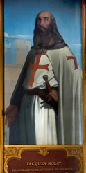 Porträt von Jacques de Molay (Molai) (ca. 1243-1314), dem letzten Großmeister der Templer. Gemälde von Amaury-Duval (1808-1885). Museum von Versailles.