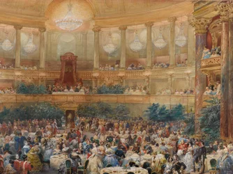 Das Abendessen in Versailles in Anwesenheit von Napoleon III