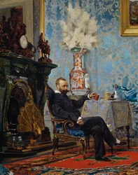 Peter Fabricci sitzt im Wohnzimmer (Detail)