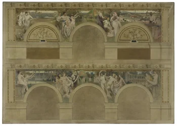 Skizze für einen der Einführungsräume des Hôtel de Ville de Paris: Le Travail. Les Réjouissances. La Charité, 1892