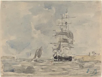 Meereslandschaft mit Segelschiff
