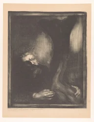 Porträt von Rodin mit einer Skulptur