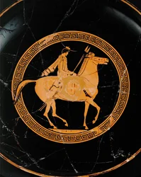 Reiter. Mittleres Medaillon einer rotfigurigen Schale