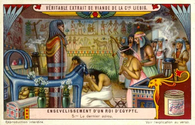 Letzter Abschied von einem toten ägyptischen Pharao in seinem Grab (Chromolithografie)