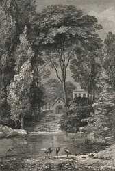 Das Schweizer Tal im Jardin des Plantes von Paris (Gravur)