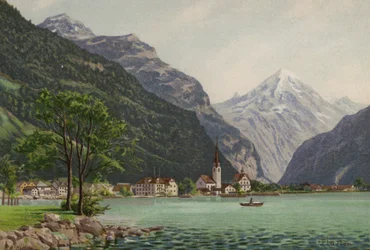 Vierwaldstättersee: Flüelen (Farblithografie)
