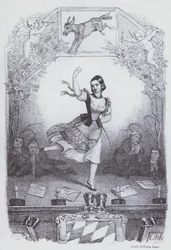Lola Montez tanzt die bayerische Geschichte (Lithografie)