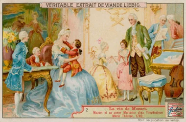 Mozart und seine Schwester Marianne mit der Kaiserin Maria Theresia