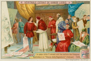 Papst Julius II. betrachtet Skizzen für den Vatikan