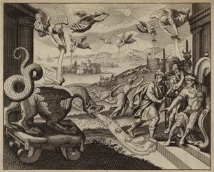 Sieben Engel leeren sieben Schalen mit Gottes Zorn (Gravur)