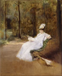 Auf einer Bank sitzen, ca. 1848