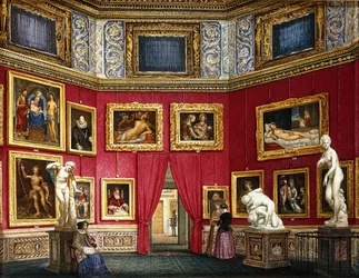 Figuren in einer Gemäldegalerie