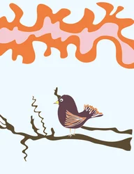 Vogel auf Ast, 2015