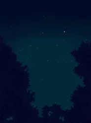 Sterne am Nachthimmel und Umrisse von Bäumen