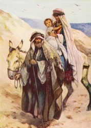 Joseph und Maria bringen das Jesuskind nach Ägypten