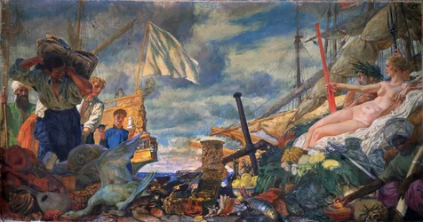 Allegorie des internationalen Handels. Russische Kunst, Ende des 19. bis Anfang des 20. Jahrhunderts. Staatliche Tretjakow-Galerie, Moskau.