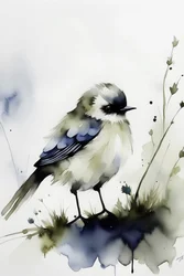Einzelner Vogel in Aquarell