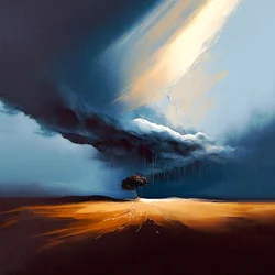 Abstrakte Öllandschaft, John Singleton Stil