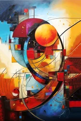 Abstrakte geometrische Ölmalerei, hochwertige Kunst- und Posterabzüge