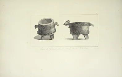 Vasen aus Granit, gefunden an der Küste von Honduras, Illustration aus "Vues des Cordillères et Monumens des Peuples Indigènes de l