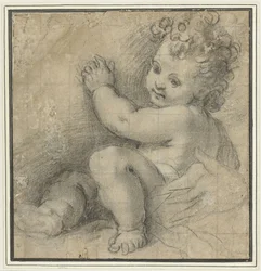 Christuskind mit der Hand von Maria