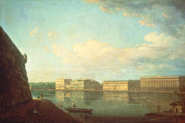 Der Palastdamm von der Peter-und-Paul-Festung aus gesehen, St. Petersburg
