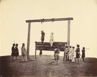 Zwei Sepoys der 31. einheimischen Infanterie, die 1857 in Lucknow gehängt wurden