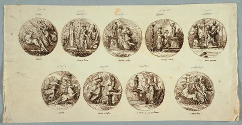 Dekorationsprojekt: Sechs Tondi mit Opfergöttern und zwei Siegen