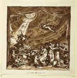 Entwurf für Bühnenvorhang: Tempel des Ruhms