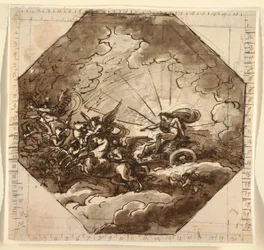 Apollo in seinem Wagen mit Aurora, Sala Ottogonale, Palazzo Milzetti, Faenza, 1804–1805