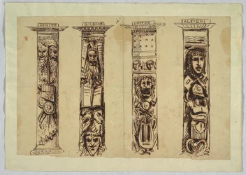 Vier Säulen für italienische Renaissance-Schriftsteller