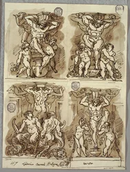 Vier Hermen, Studien nach den Carracci