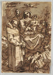 Heilige Dreifaltigkeit mit dem toten Christus in Herrlichkeit nach Palma Giovane; Anbetung der Könige, Studie nach Lodovico Carracci
