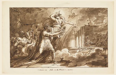 Iris ermutigt Priamos, den Körper von Hektor von Achilles zu erbitten
