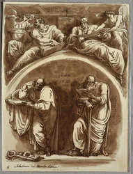 Lunette mit den Heiligen Petrus und Paulus, Matthäus und dem Propheten Jesaja, Studie nach Sebastiano del Piombo