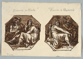Mars und Juno; Merkur und Diana in diagonaler Komposition