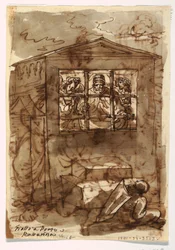 Skizzenbuch-Folio, Papst Sixtus II. und Diakon