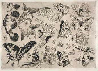 Tafelservice Rousseau: Schmetterlinge und Fische Nr. 16, 1866