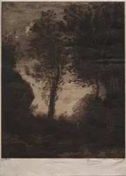 Landschaft: Sonnenuntergang, nach Corot