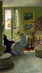 Frau, die in einem Innenraum schreibt, 1904