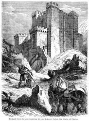 König Richard I. 1157-1199 erhält seine Todeswunde vor der Burg Chaluz, 19. Jahrhundert