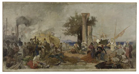 Skizze für die Kuppel der Pariser Handelsbörse: Handelsaktivität in Europa, ca. 1889
