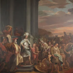 König Kyros übergibt den aus dem Tempel von Jerusalem geraubten Schatz